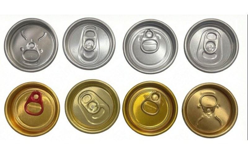 ZDA aluminium easy-open ends in silver and gold finish, ring-pull and stay-on-tab styles