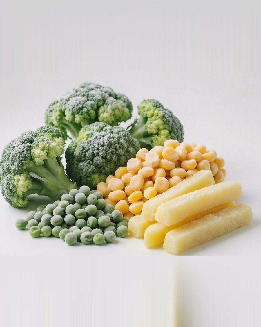 IQF frozen broccoli, green peas, sweet corn and potato strips